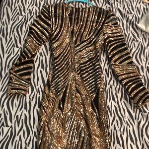 Gold and black body con dress